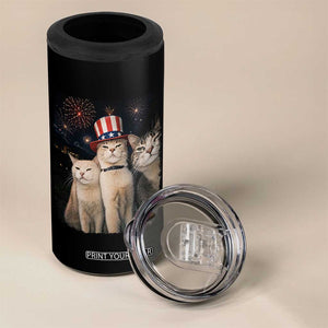 Patriotic Smoking Cat 4 in 1 Can Cooler Tumbler Funny American Cat Lover 4th of July TS14 Print Your Wear