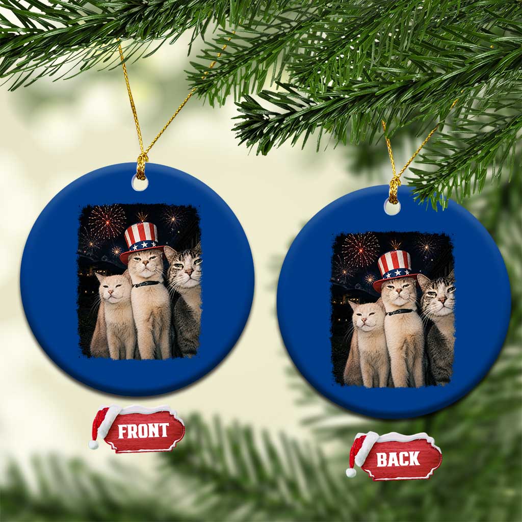 Patriotic Smoking Cat Ceramic Ornament Funny American Cat Lover 4th of July TS14 1pc Blue Print Your Wear