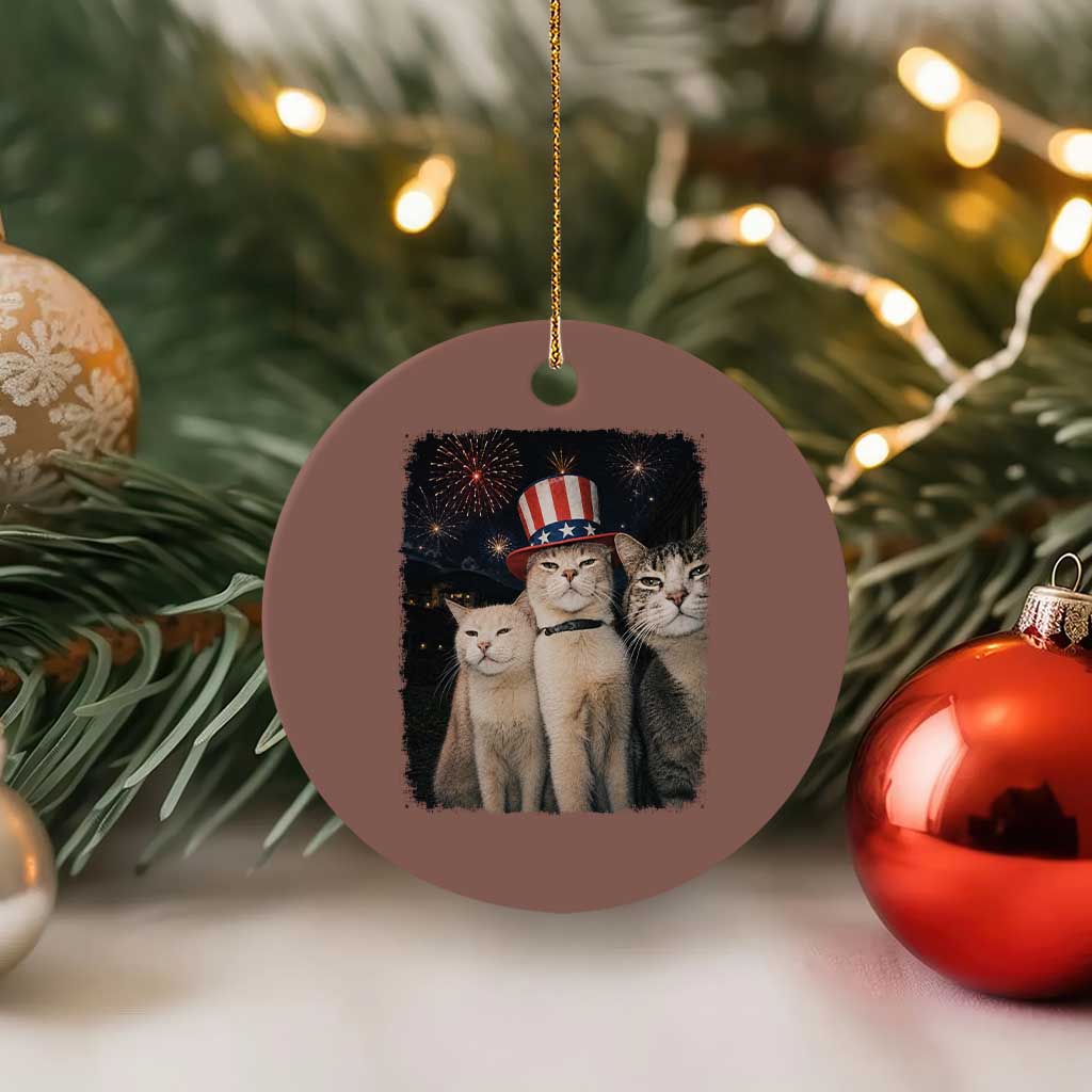 Patriotic Smoking Cat Ceramic Ornament Funny American Cat Lover 4th of July TS14 1pc Mocha Print Your Wear