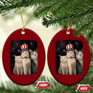 Patriotic Smoking Cat Ceramic Ornament Funny American Cat Lover 4th of July TS14 Print Your Wear