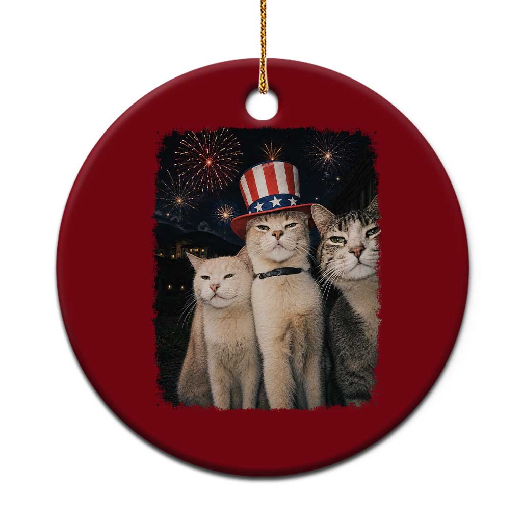 Patriotic Smoking Cat Ceramic Ornament Funny American Cat Lover 4th of July TS14 1pc Red Print Your Wear