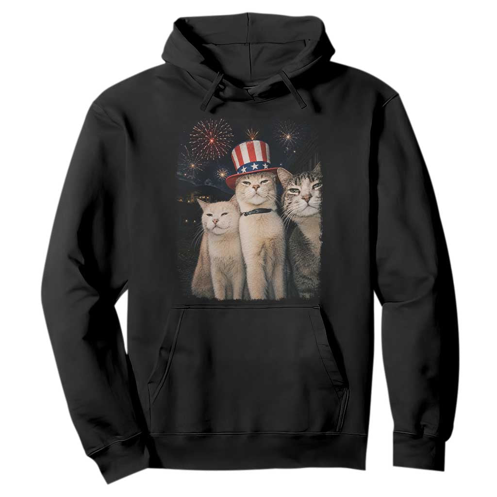 Patriotic Smoking Cat Hoodie Funny American Cat Lover 4th of July