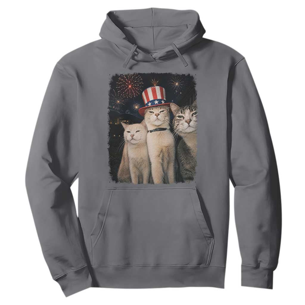 Patriotic Smoking Cat Hoodie Funny American Cat Lover 4th of July
