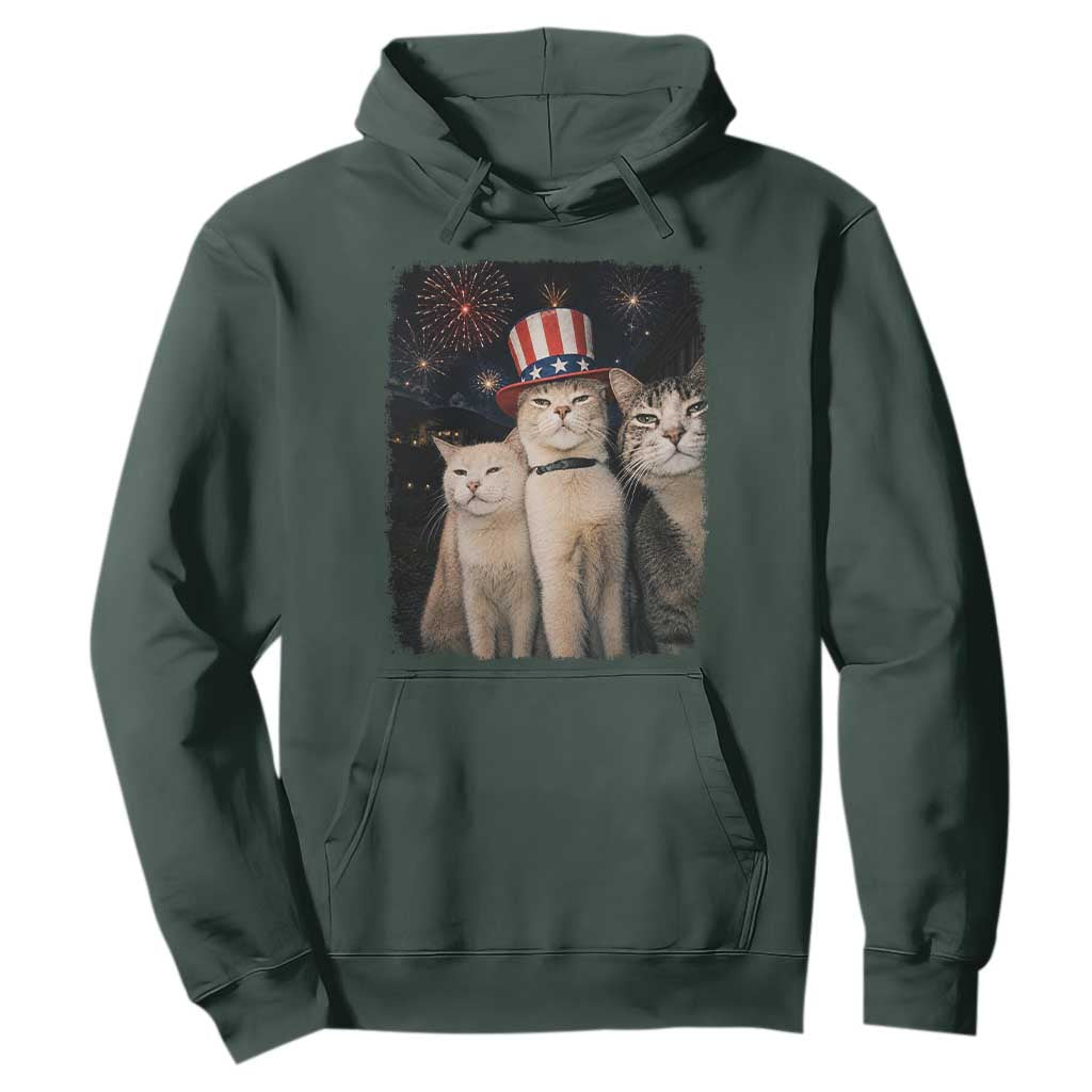 Patriotic Smoking Cat Hoodie Funny American Cat Lover 4th of July