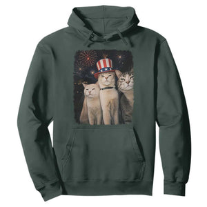 Patriotic Smoking Cat Hoodie Funny American Cat Lover 4th of July