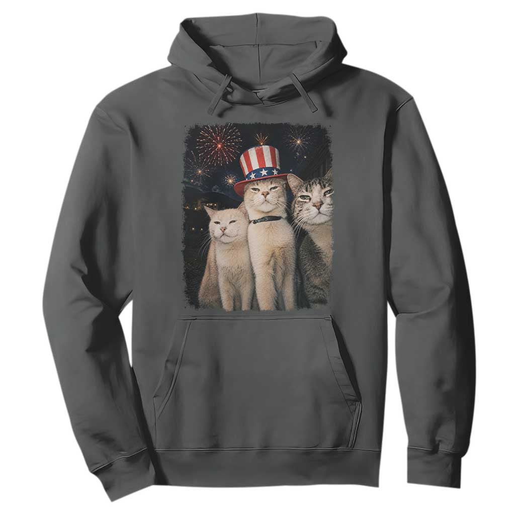 Patriotic Smoking Cat Hoodie Funny American Cat Lover 4th of July