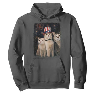 Patriotic Smoking Cat Hoodie Funny American Cat Lover 4th of July