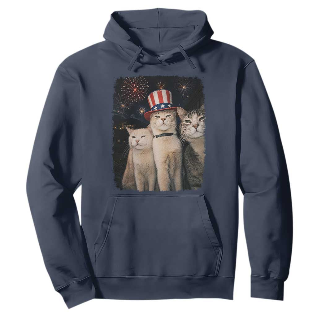 Patriotic Smoking Cat Hoodie Funny American Cat Lover 4th of July