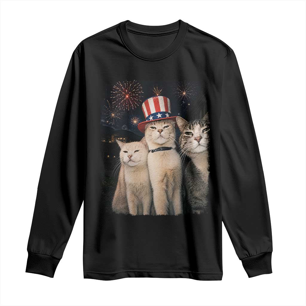 Patriotic Smoking Cat Long Sleeve Shirt Funny American Cat Lover 4th of July