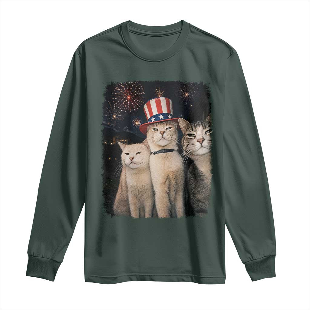 Patriotic Smoking Cat Long Sleeve Shirt Funny American Cat Lover 4th of July