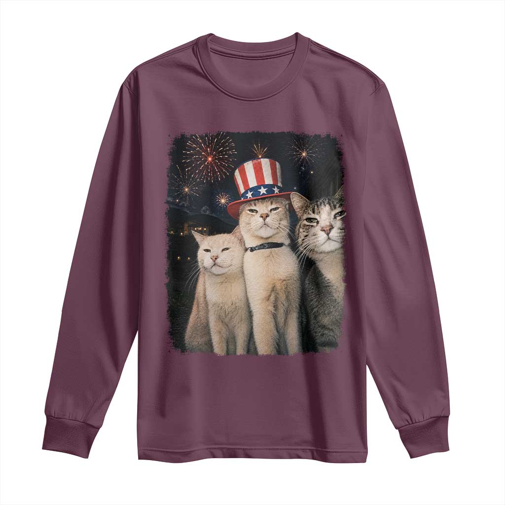 Patriotic Smoking Cat Long Sleeve Shirt Funny American Cat Lover 4th of July