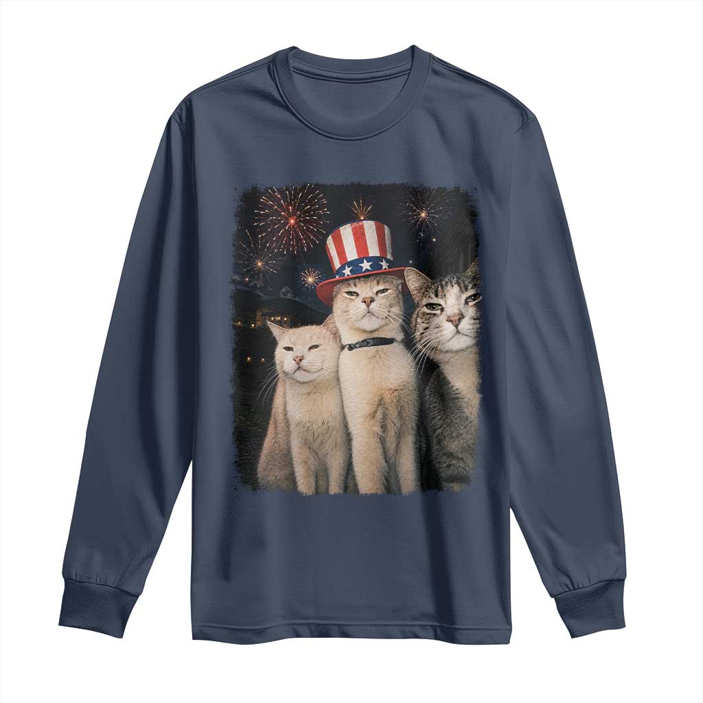Patriotic Smoking Cat Long Sleeve Shirt Funny American Cat Lover 4th of July