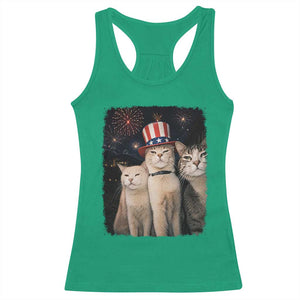 Patriotic Smoking Cat Racerback Tank Top Funny American Cat Lover 4th of July