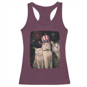 Patriotic Smoking Cat Racerback Tank Top Funny American Cat Lover 4th of July