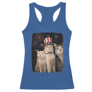 Patriotic Smoking Cat Racerback Tank Top Funny American Cat Lover 4th of July