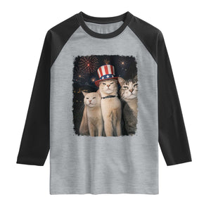 Patriotic Smoking Cat Raglan Shirt Funny American Cat Lover 4th of July