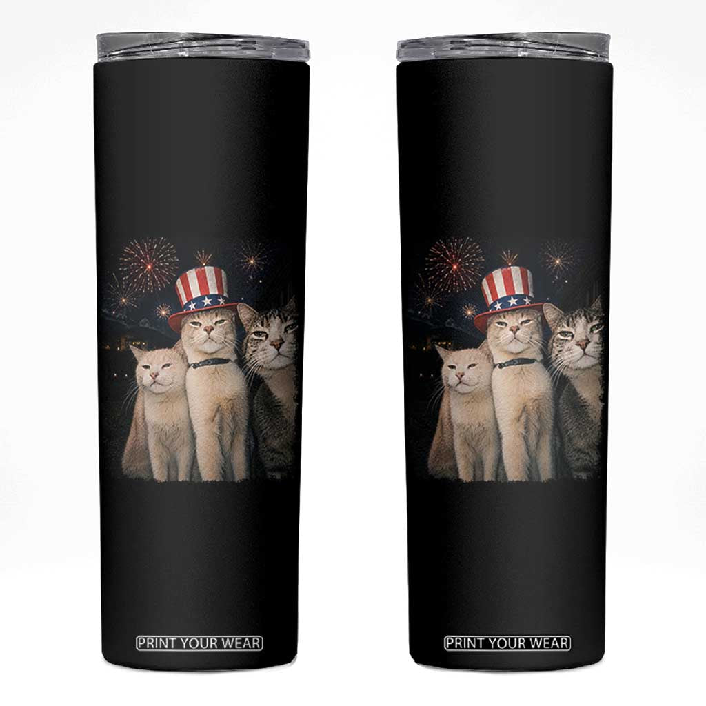 Patriotic Smoking Cat Skinny Tumbler Funny American Cat Lover 4th of July