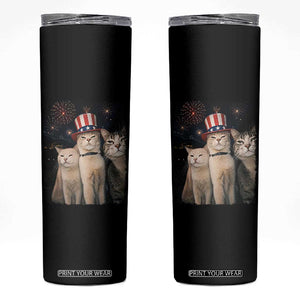 Patriotic Smoking Cat Skinny Tumbler Funny American Cat Lover 4th of July