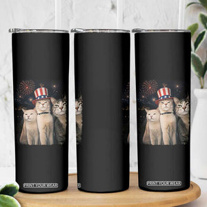 Patriotic Smoking Cat Skinny Tumbler Funny American Cat Lover 4th of July