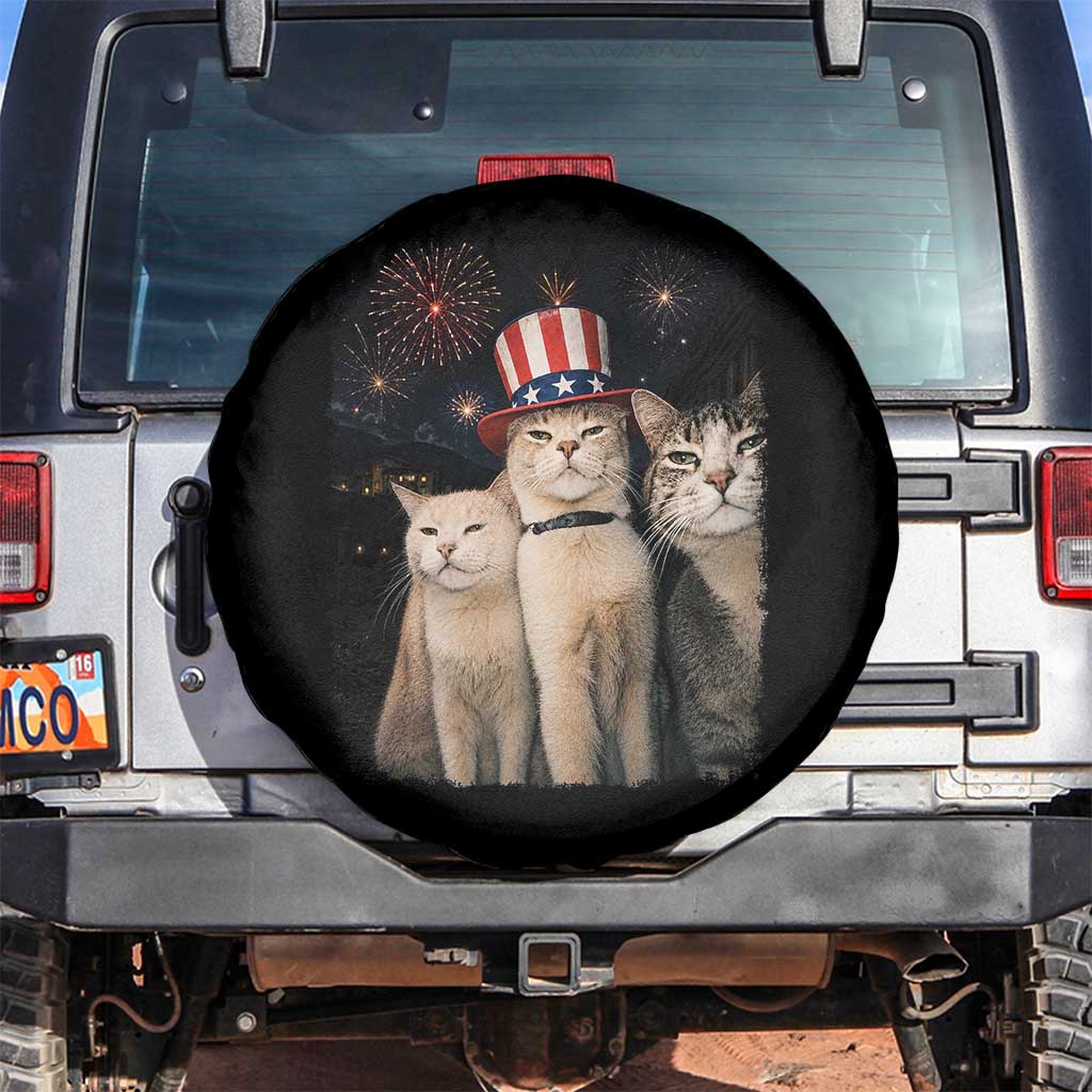 Patriotic Smoking Cat Spare Tire Cover Funny American Cat Lover 4th of July TS14 No hole Black Print Your Wear