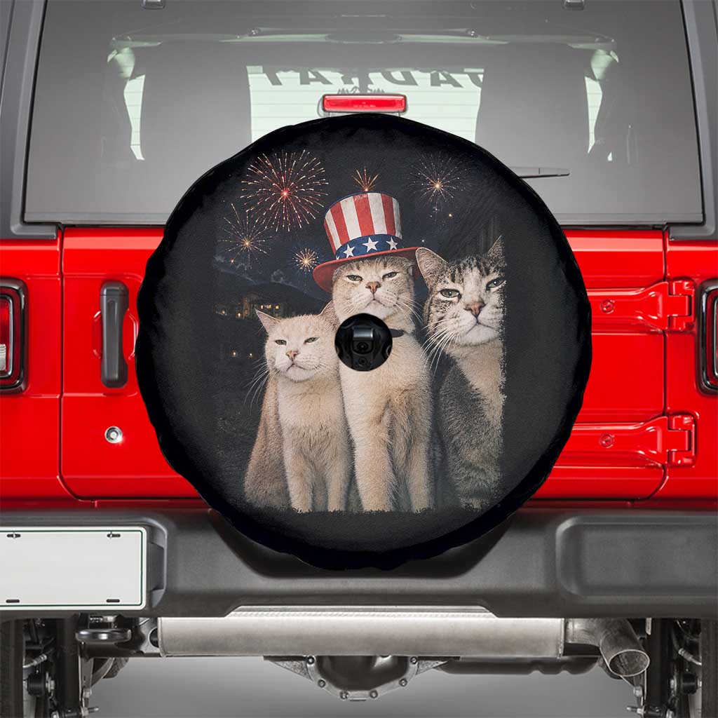Patriotic Smoking Cat Spare Tire Cover Funny American Cat Lover 4th of July