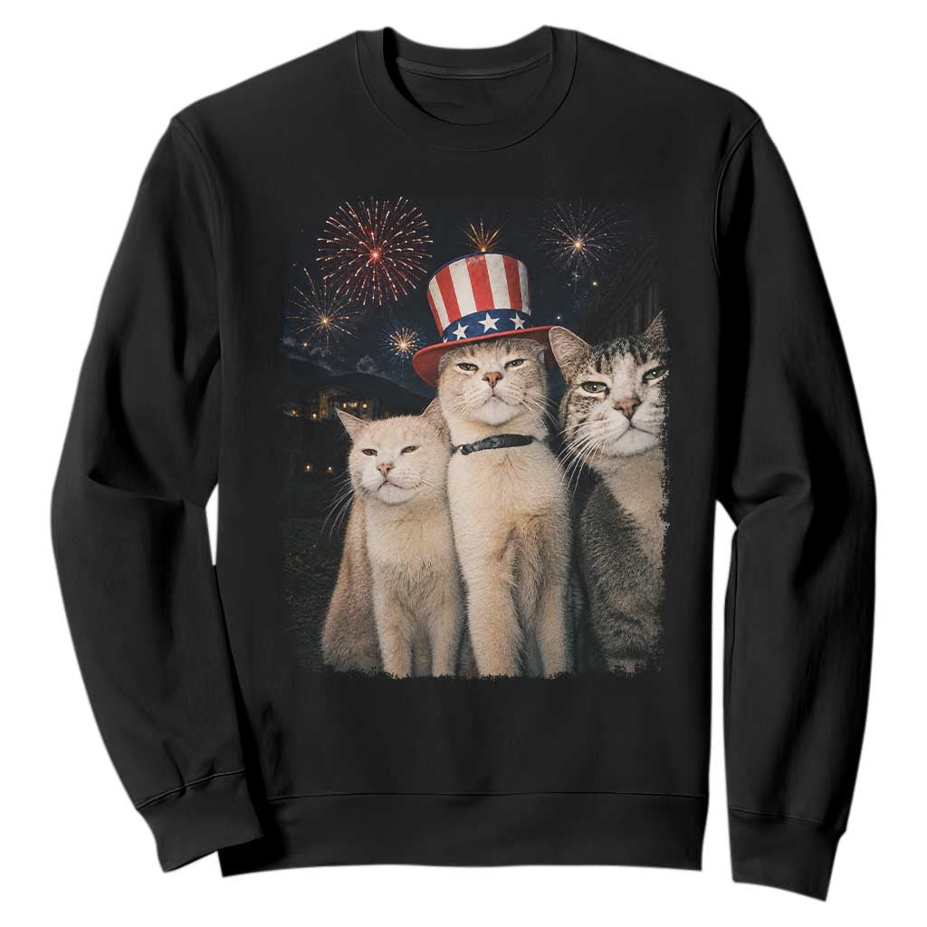 Patriotic Smoking Cat Sweatshirt Funny American Cat Lover 4th of July