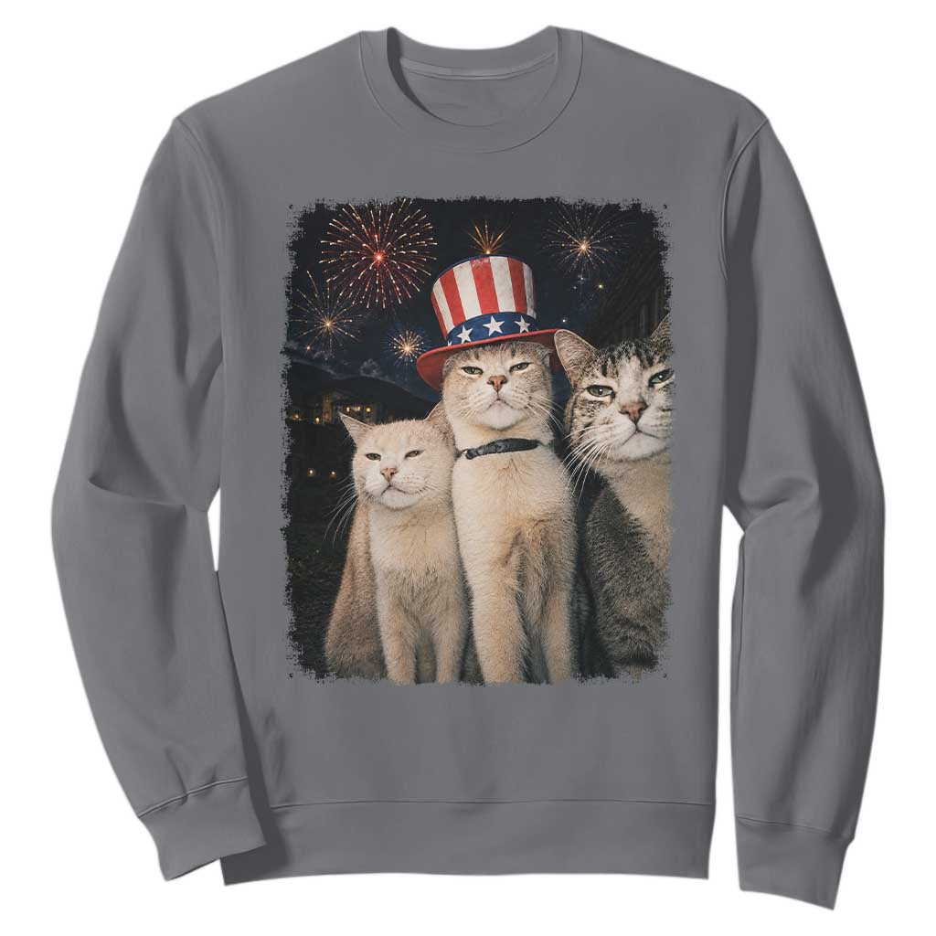 Patriotic Smoking Cat Sweatshirt Funny American Cat Lover 4th of July
