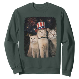 Patriotic Smoking Cat Sweatshirt Funny American Cat Lover 4th of July