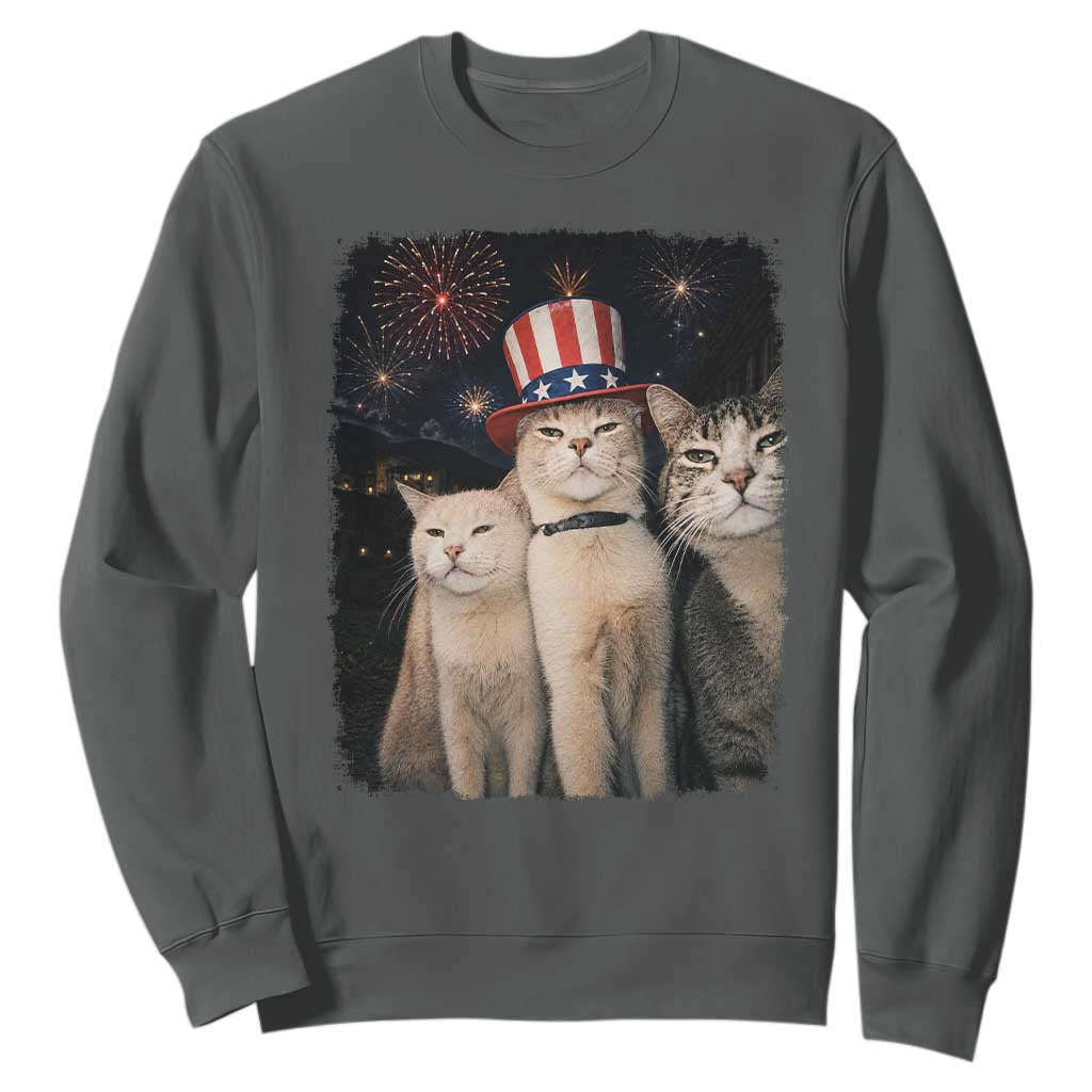 Patriotic Smoking Cat Sweatshirt Funny American Cat Lover 4th of July