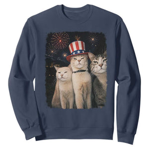 Patriotic Smoking Cat Sweatshirt Funny American Cat Lover 4th of July