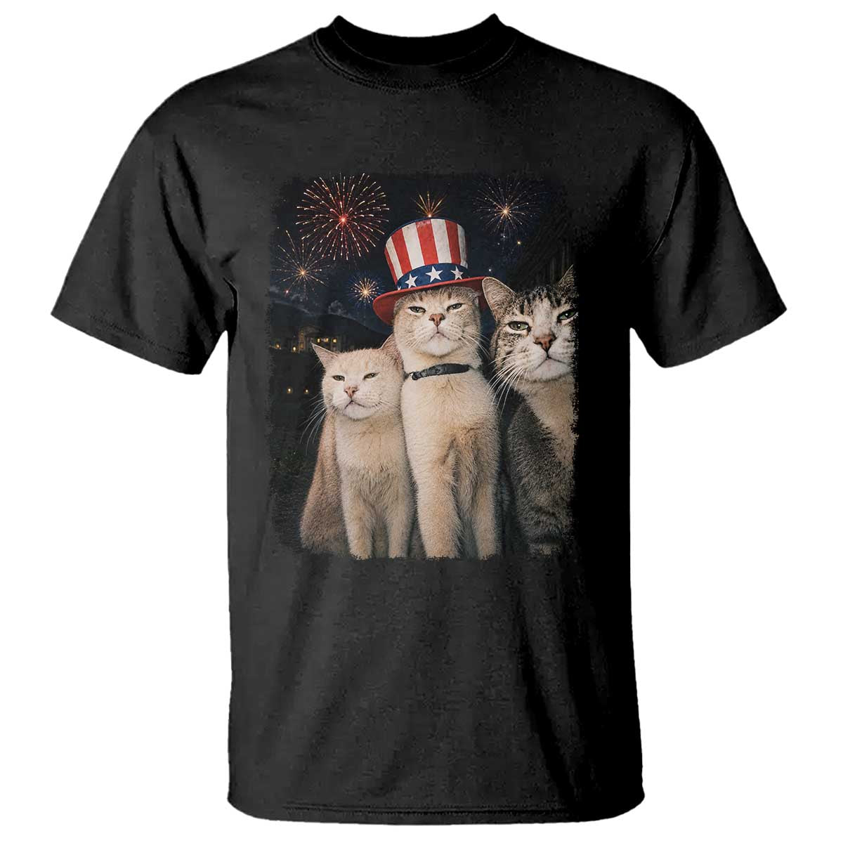 Patriotic Smoking Cat T Shirt Funny American Cat Lover 4th of July