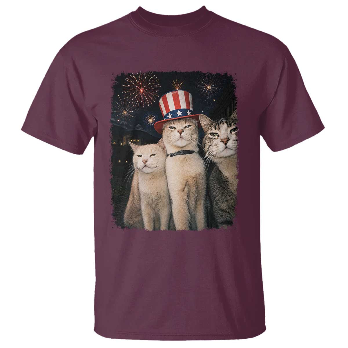 Patriotic Smoking Cat T Shirt Funny American Cat Lover 4th of July