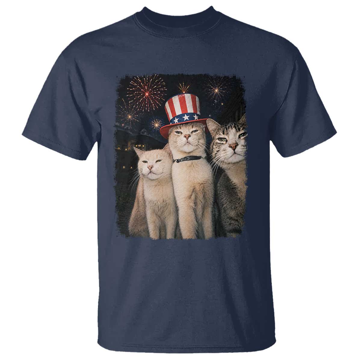 Patriotic Smoking Cat T Shirt Funny American Cat Lover 4th of July