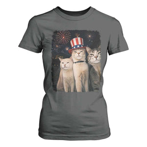 Patriotic Smoking Cat T Shirt For Women Funny American Cat Lover 4th of July