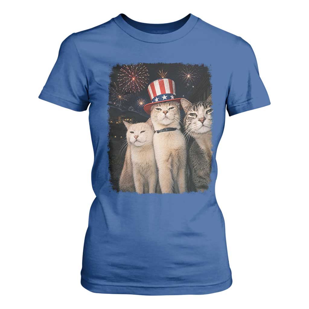 Patriotic Smoking Cat T Shirt For Women Funny American Cat Lover 4th of July