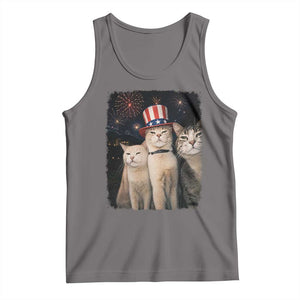 Patriotic Smoking Cat Tank Top Funny American Cat Lover 4th of July TS14 Deep Heather Print Your Wear