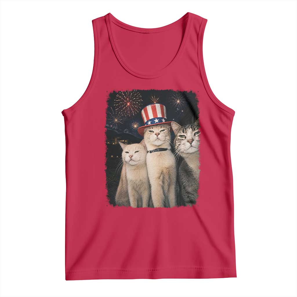 Patriotic Smoking Cat Tank Top Funny American Cat Lover 4th of July TS14 Red Print Your Wear