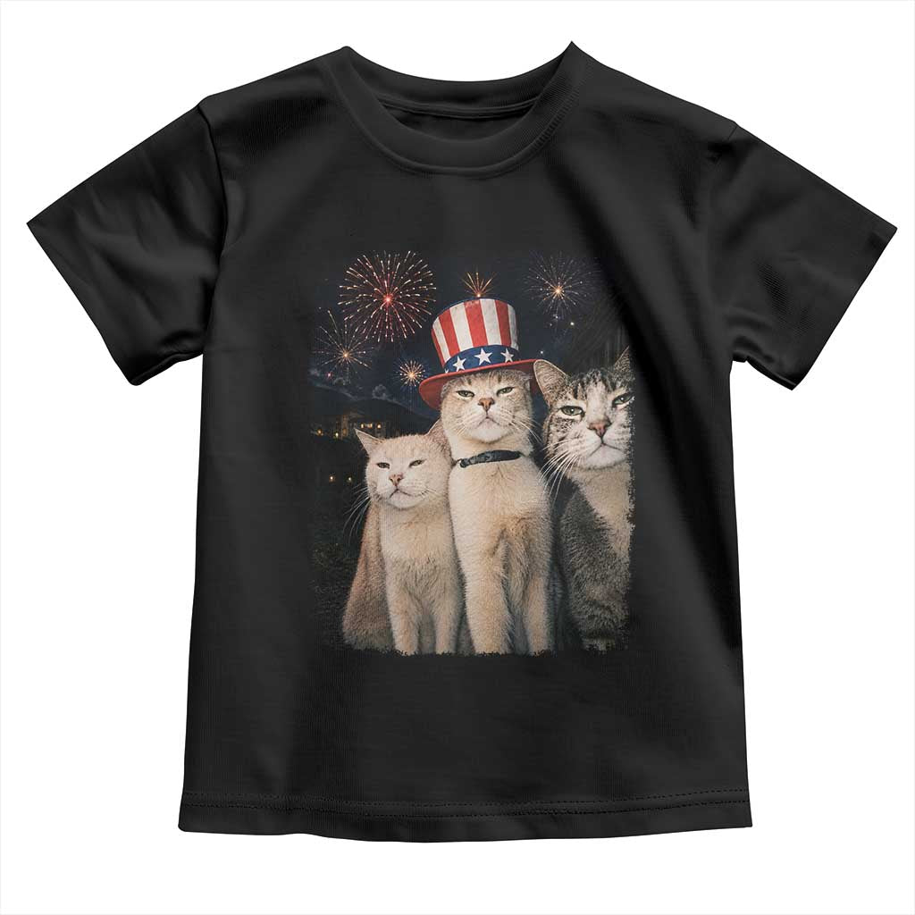 Patriotic Smoking Cat Toddler T Shirt Funny American Cat Lover 4th of July TS14 Black Print Your Wear