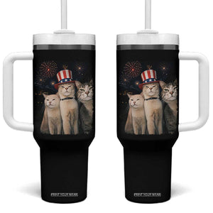 Patriotic Smoking Cat Tumbler With Handle Funny American Cat Lover 4th of July