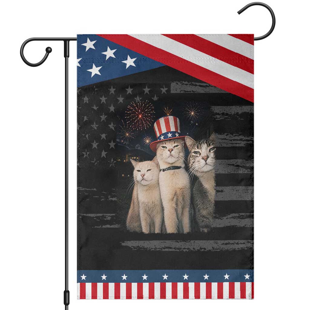 Smoking Cat Patriotic Garden Flag Funny American Cat Lover 4th of July