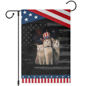 Smoking Cat Patriotic Garden Flag Funny American Cat Lover 4th of July