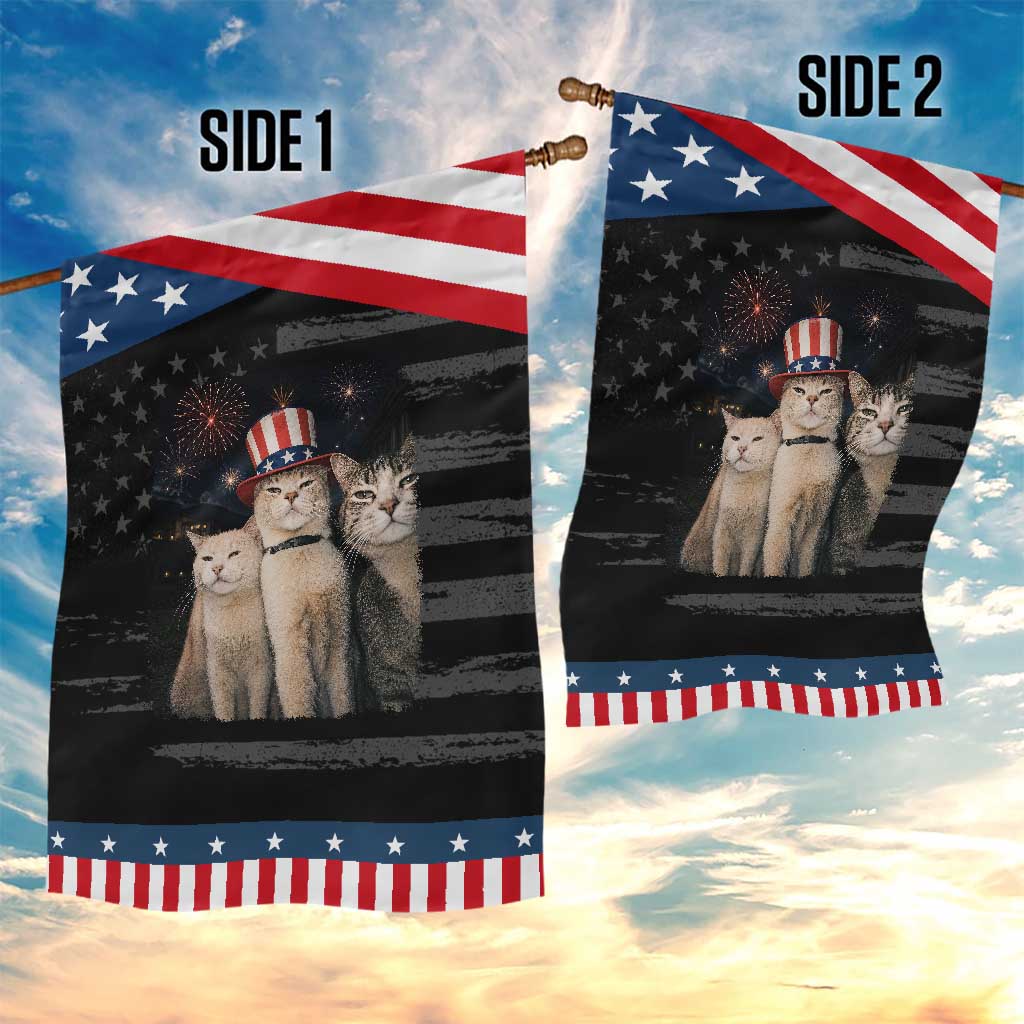 Smoking Cat Patriotic Garden Flag Funny American Cat Lover 4th of July
