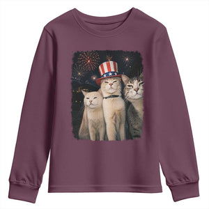 Patriotic Smoking Cat Youth Sweatshirt Funny American Cat Lover 4th of July