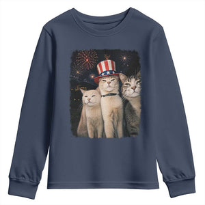 Patriotic Smoking Cat Youth Sweatshirt Funny American Cat Lover 4th of July