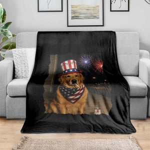 Patriotic Smoking Golden Retriever Throw Blanket Funny Dog Lover Dad 4th Of July