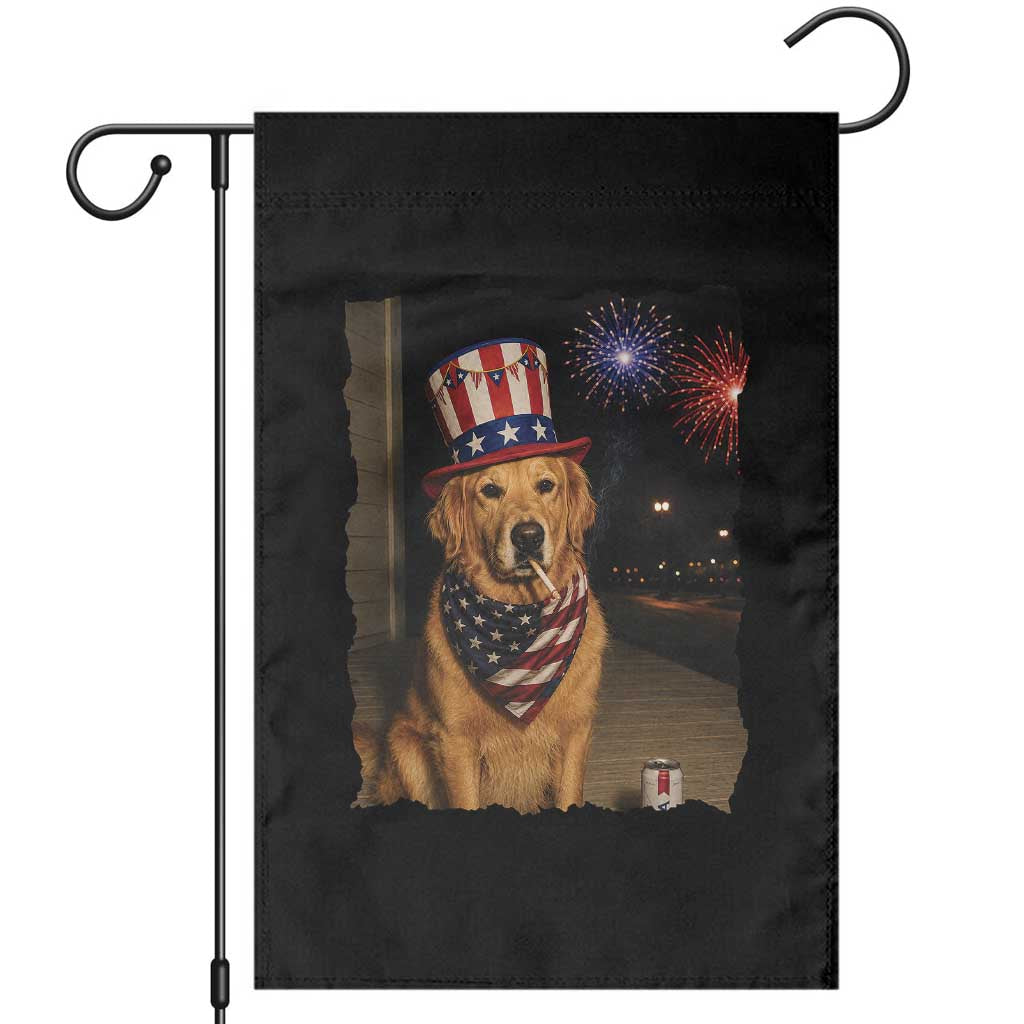 Patriotic Smoking Golden Retriever Garden Flag Funny Dog Lover Dad 4th Of July TS14 Black Print Your Wear