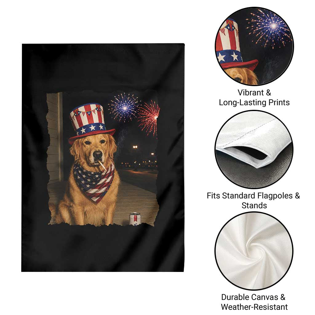 Patriotic Smoking Golden Retriever Garden Flag Funny Dog Lover Dad 4th Of July TS14 Print Your Wear