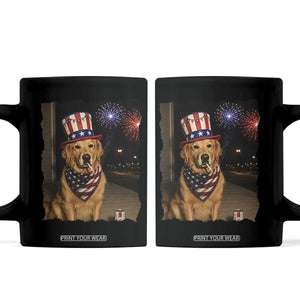 Patriotic Smoking Golden Retriever Coffee Mug Funny Dog Lover Dad 4th Of July