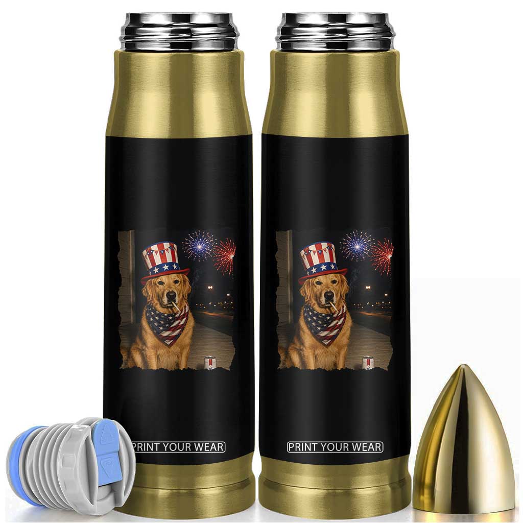 Patriotic Smoking Golden Retriever Bullet Tumbler Funny Dog Lover Dad 4th Of July TS14 Black Print Your Wear