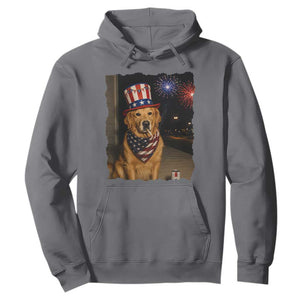 Patriotic Smoking Golden Retriever Hoodie Funny Dog Lover Dad 4th Of July